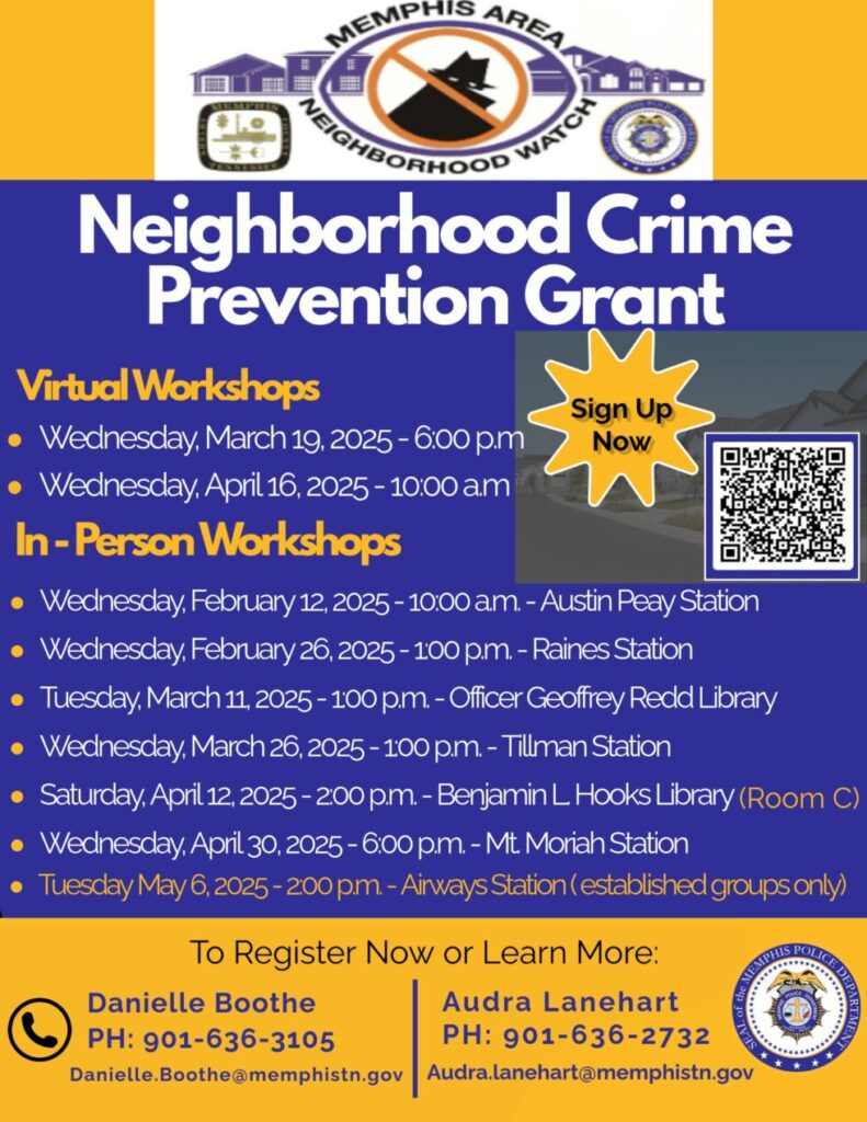 Neighborhood Crime Prevention Grant Workshop Flyer